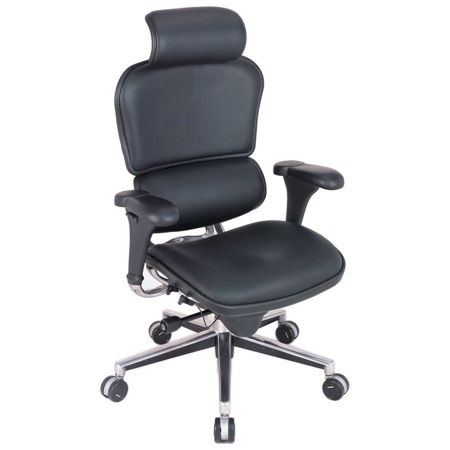 Upholstered Half Leather Executive Office Chair with Wooden Armrest - EHPL-AB-HAL