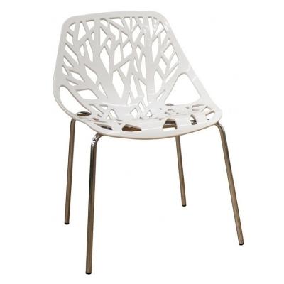 White Chrome Finish Office Visitor Chair - CRF-01451