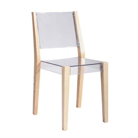 Transparent Wooden Feet Office Visitor Chair - CRF-01822