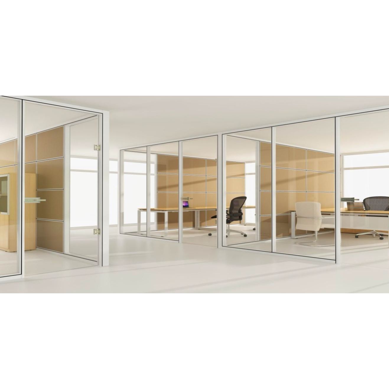 Modern Office High Partition Wall with Glass Aluminum Frame - HK85
