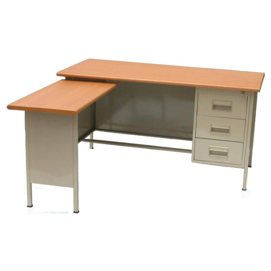 Single Pedestal L-Shaped Metal Office Desks - GD-L