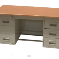 METAL AND WOODEN TOP LAMINATE DESK - DOUBLE PEDESTAL DESK - CODE: GD-DPD